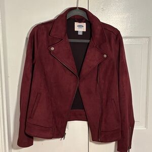 Faux Suede Old Navy Eggplant Moto Jacket S